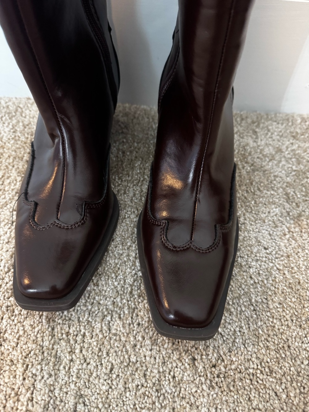 Primark Burgundy Tall Western Cowboy Boots Size 6 View 5